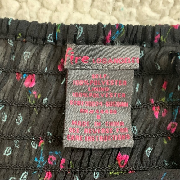 Ditzy Black Baby Doll Dress Red and Green Floral Print - Picture 5 of 5